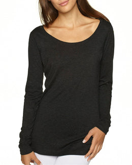 Next Level Ladies Triblend Long Sleeve Scoop Tee 6731 | Vintage Black - Front