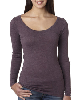 Next Level Ladies Triblend Long Sleeve Scoop Tee 6731 | Vintage Purple - Front