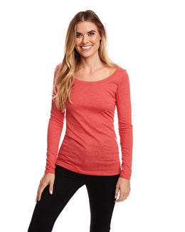 Next Level Ladies Triblend Long Sleeve Scoop Tee 6731 | Vintage Red - Front