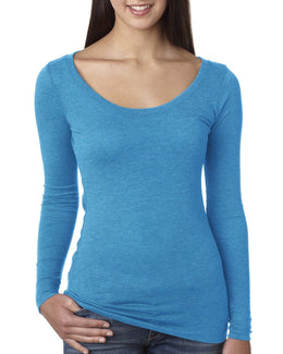Next Level Ladies Triblend Long Sleeve Scoop Tee 6731 | Vintage Turq - Front