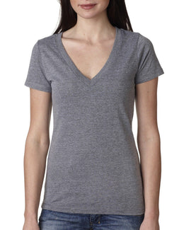 Next Level Ladies Triblend Deep-V Tee 6740 | Premium Heather - Front