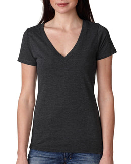 Next Level Ladies Triblend Deep-V Tee 6740 | Vintage Black - Front