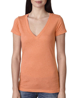 Next Level Ladies Triblend Deep-V Tee 6740 | Vin Light Orang - Front
