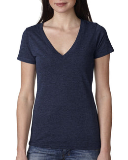 Next Level Ladies Triblend Deep-V Tee 6740 | Vintage Navy - Front