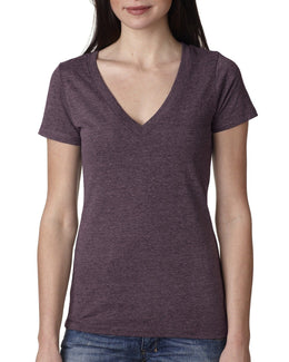 Next Level Ladies Triblend Deep-V Tee 6740 | Vintage Purple - Front
