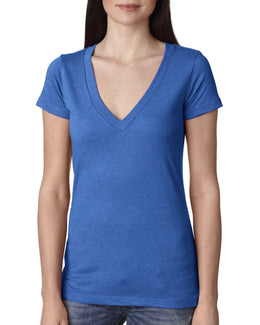 Next Level Ladies Triblend Deep-V Tee 6740 | Vintage Royal - Front
