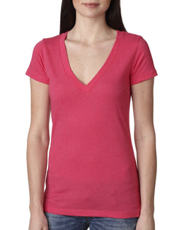 Next Level Ladies Triblend Deep-V Tee 6740 | Vintage Sh Pink - Front