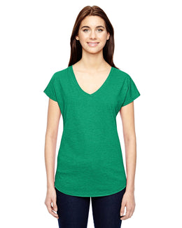 Anvil Ladies Triblend V-Neck T-Shirt 6750VL | Heather Green - Front