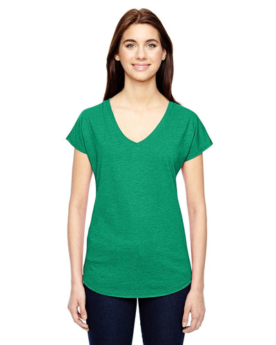 Anvil Ladies Triblend V-Neck T-Shirt 6750VL | Heather Green - Front