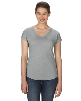 Anvil Ladies Triblend V-Neck T-Shirt 6750VL | Heather Grey - Front
