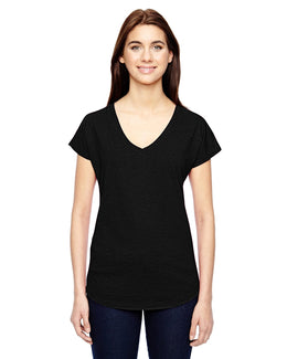 Anvil Ladies Triblend V-Neck T-Shirt 6750VL | Black - Front