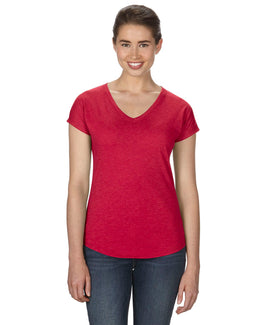 Anvil Ladies Triblend V-Neck T-Shirt 6750VL | Heather Red - Front