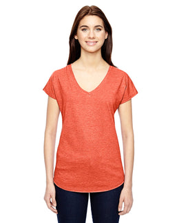 Anvil Ladies Triblend V-Neck T-Shirt 6750VL | Heather Orange - Front
