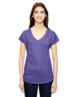 Anvil Ladies Triblend V-Neck T-Shirt 6750VL | Heather Purple - Front