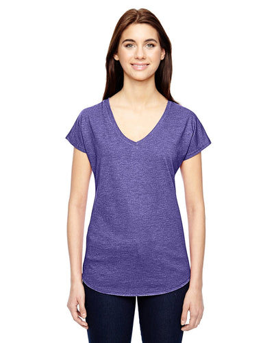 Anvil Ladies Triblend V-Neck T-Shirt 6750VL | Heather Purple - Front