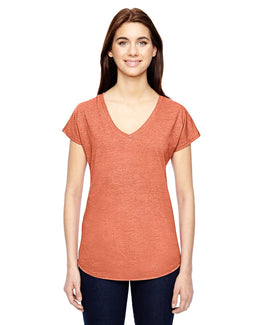 Anvil Ladies Triblend V-Neck T-Shirt 6750VL | Heather Bronze - Front