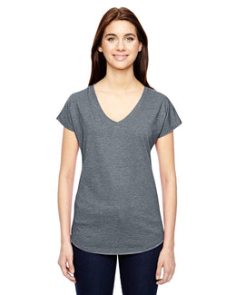 Anvil Ladies Triblend V-Neck T-Shirt 6750VL | Heather Graphite - Front