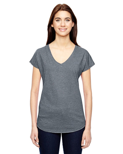 Anvil Ladies Triblend V-Neck T-Shirt 6750VL | Heather Graphite - Front