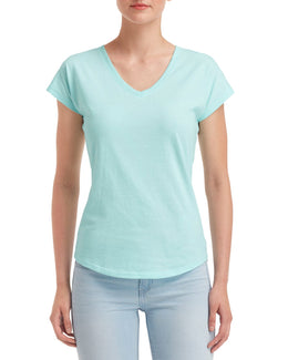Anvil Ladies Triblend V-Neck T-Shirt 6750VL | Teal Ice - Front