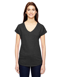 Anvil Ladies Triblend V-Neck T-Shirt 6750VL | Heather Dk Grey - Front