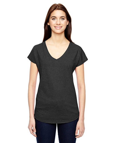 Anvil Ladies Triblend V-Neck T-Shirt 6750VL | Heather Dk Grey - Front