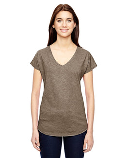 Anvil Ladies Triblend V-Neck T-Shirt 6750VL | Heather Slate - Front