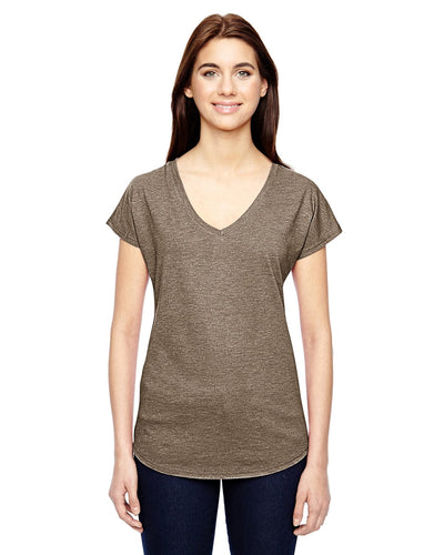 Anvil Ladies Triblend V-Neck T-Shirt 6750VL | Heather Slate - Front
