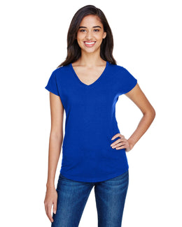 Anvil Ladies Triblend V-Neck T-Shirt 6750VL | Atlantic Blue - Front