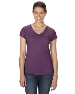 Anvil Ladies Triblend V-Neck T-Shirt 6750VL | Hth Aubergine - Front