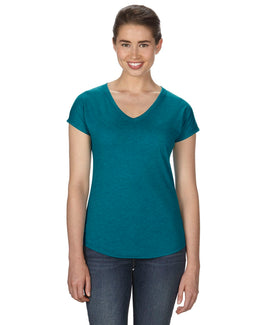 Anvil Ladies Triblend V-Neck T-Shirt 6750VL | Hth Galap Blue - Front