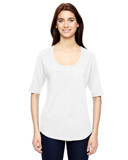 Anvil Ladies Triblend Deep Scoop Half-Sleeve T-Shirt 6756L | White - Front