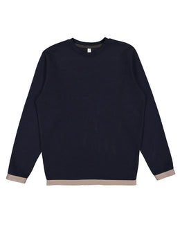 LAT Statement Fleece Crew Sweatshirt 6789 | Navy/ Titanium - Front