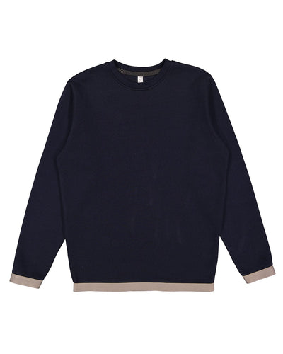 LAT Statement Fleece Crew Sweatshirt 6789 | Navy/ Titanium - Front