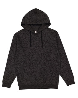 LAT Pullover Fleece Hoodie 6926 | Black Leopard - Front