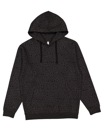 LAT Pullover Fleece Hoodie 6926 | Black Leopard - Front