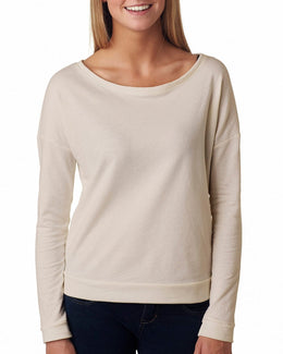 Next Level Ladies Terry Long Sleeve Scoop Tee 6931 | Sand - Front