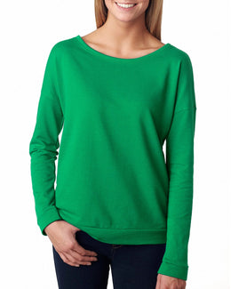 Next Level Ladies Terry Long Sleeve Scoop Tee 6931 | Envy - Front