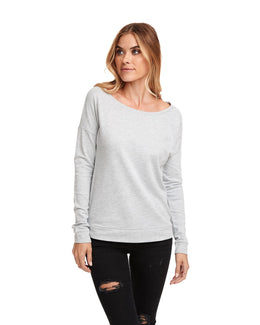 Next Level Ladies Terry Long Sleeve Scoop Tee 6931 | Heather Gray - Front