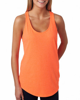 Next Level Ladies Terry Racerback Tank 6933 | Neon Hthr Orang - Front