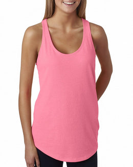 Next Level Ladies Terry Racerback Tank 6933 | Neon Hthr Pink - Front