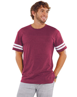 LAT Mens Football T-Shirt 6937 | Vn Brgndy/ Bl Wh - Front