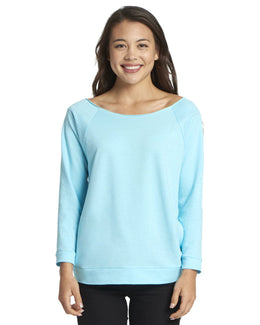Next Level Ladies French Terry Raw-Edge 3/4-Sleeve Raglan Tee 6951 | Cancun - Front