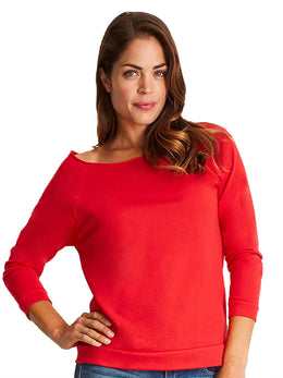 Next Level Ladies French Terry Raw-Edge 3/4-Sleeve Raglan Tee