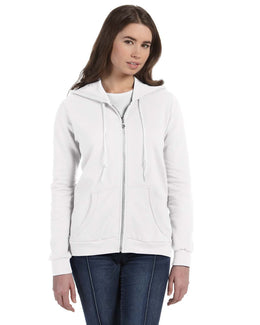 Anvil Ladies Combed Ringspun Fashion Full-Zip Hoodie 71600L | White - Front