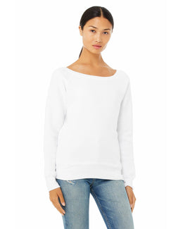 Bella+Canvas Ladies Triblend Sponge Fleece Wide Neck Sweatshirt 7501 | Solid Wht Trblnd - Front