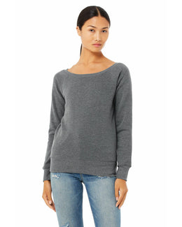 Bella+Canvas Ladies Triblend Sponge Fleece Wide Neck Sweatshirt 7501 | Deep Heather - Front