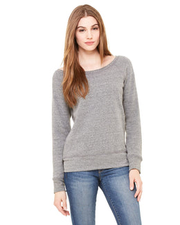 Bella+Canvas Ladies Triblend Sponge Fleece Wide Neck Sweatshirt 7501 | Grey Triblend - Front