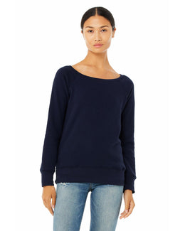 Bella+Canvas Ladies Triblend Sponge Fleece Wide Neck Sweatshirt 7501 | Navy - Front