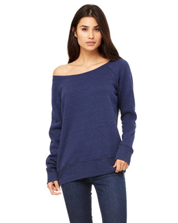Bella+Canvas Ladies Triblend Sponge Fleece Wide Neck Sweatshirt 7501 | Navy Triblend - Front