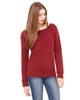 Bella+Canvas Ladies Triblend Sponge Fleece Wide Neck Sweatshirt 7501 | Cardinal Trbibld - Front